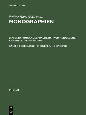 cover image of Zur Umgangssprache im Raum Heidelberg-Kaiserslautern- Worms